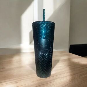 Starbucks Emerald Green Jeweled Tumbler Cold Cup 24oz Tumbler with Straw